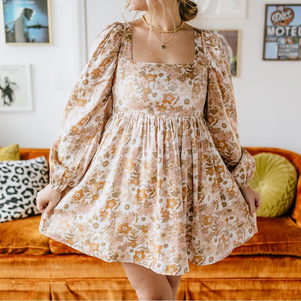 Vada Winter Women’s Blythe Dress Boho Floral‎ Long Sleeve Size XL Fairy
